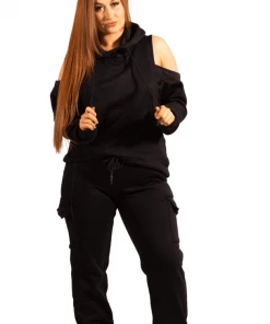 Bubu Gymwear & Joggers Black Off Shoulder Jogger Set