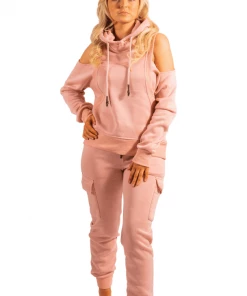 Bubu Pink Off Shoulder Jogger Set