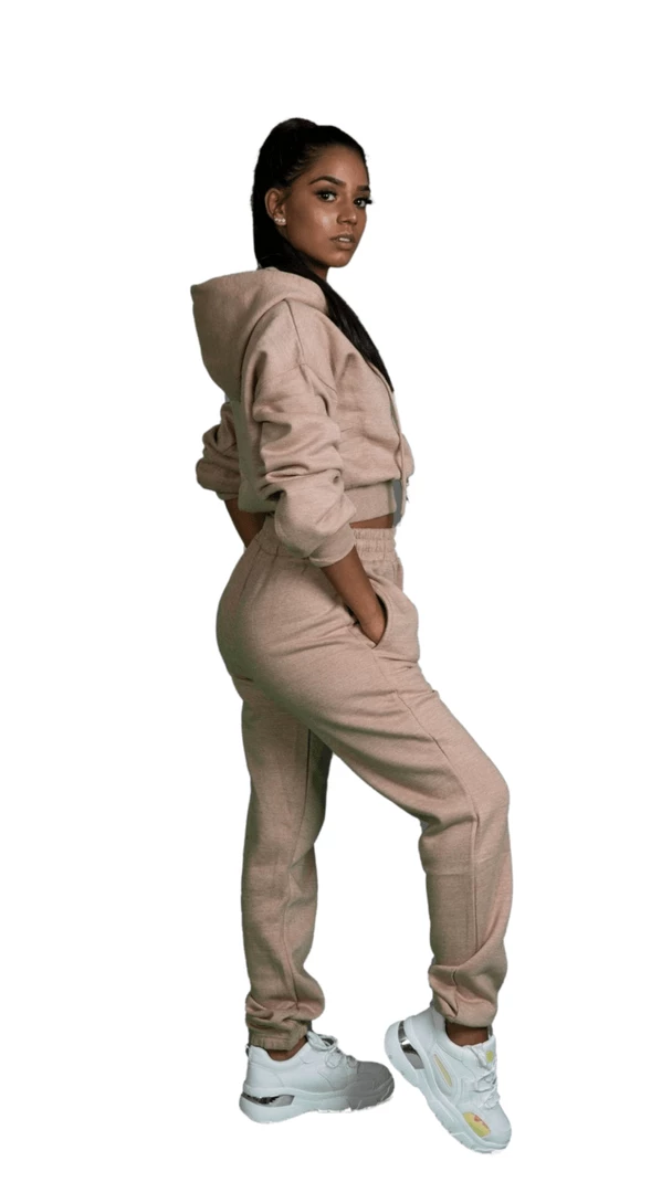 Bubu Tracksuit Jogger With Cropped Style Hoodie Beige 3 Bubu Tracksuit Jogger With Cropped Style Hoodie Beige