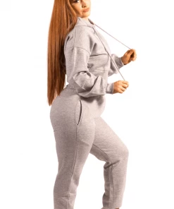 Bubu Tracksuit Jogger With Cropped Style Hoodie Grey Gymwear & Joggers