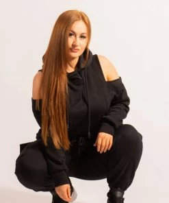 Bubu Gymwear & Joggers Black Off Shoulder Jogger Set