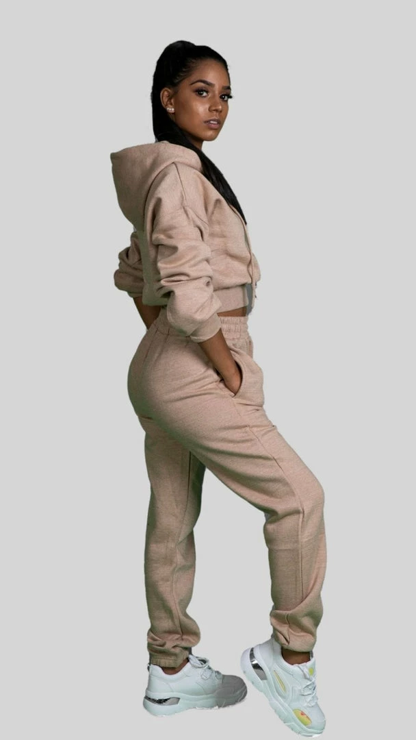 Bubu Tracksuit Jogger With Cropped Style Hoodie Beige 4 Bubu Tracksuit Jogger With Cropped Style Hoodie Beige