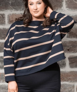 Bubu Tops Black And Brown Striped Top