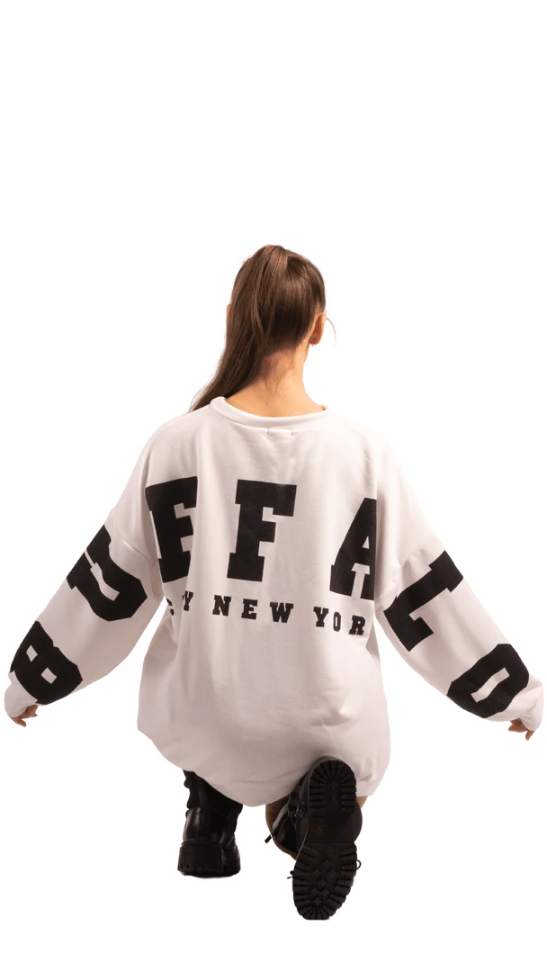 Bubu Buffalo Oversized Sweatshirt White Tops 3 Bubu Buffalo Oversized Sweatshirt White Tops