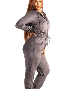 Bubu Loungewear Grey Velour Jumpsuit