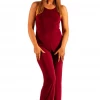 Bubu Dresses Wine Slinky Cross Jumpsuit