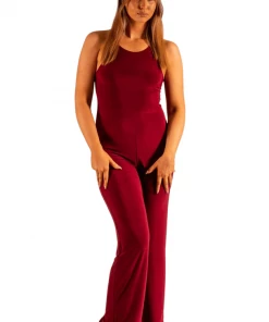 Bubu Dresses Wine Slinky Cross Jumpsuit