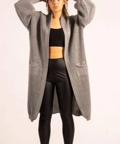 Bubu Knitwear Balloon Sleeve Cardigan Grey