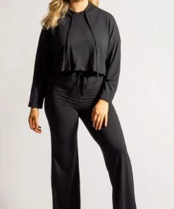 Bubu Black Ribbed Lounge Set Loungewear