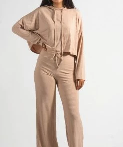 Bubu Camel Ribbed Lounge Set