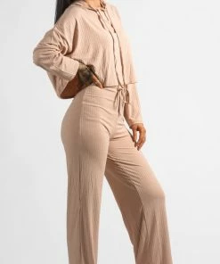 Bubu Camel Ribbed Lounge Set