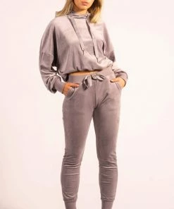 Bubu Grey Velour Two Piece Loungeset