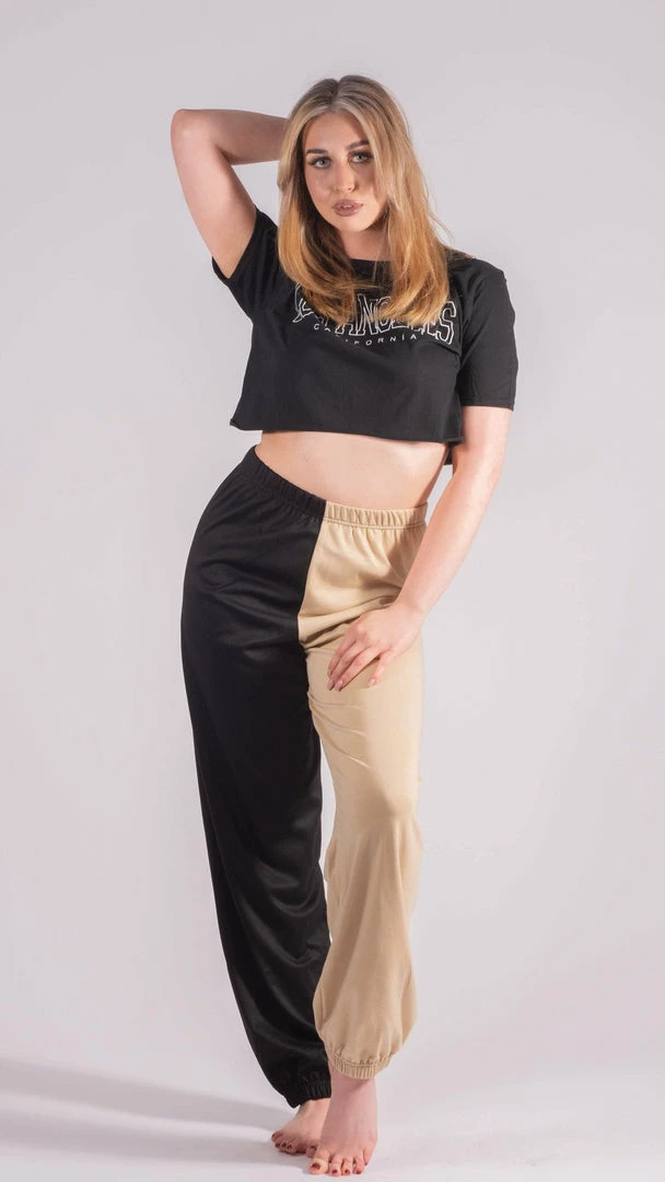 Bubu High Waisted Two Tone Joggers Beige 5 Bubu High Waisted Two Tone Joggers Beige