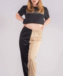 Bubu High Waisted Two Tone Joggers Beige