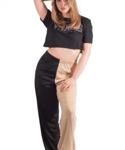 Bubu High Waisted Two Tone Joggers Beige