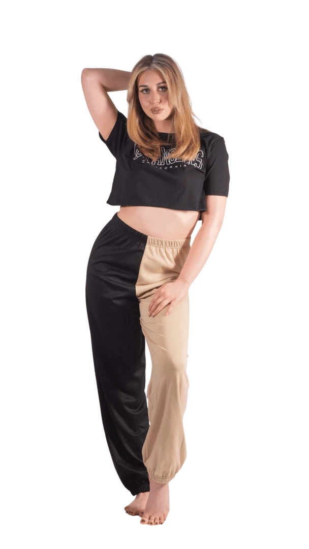 Bubu High Waisted Two Tone Joggers Beige 3 Bubu High Waisted Two Tone Joggers Beige