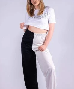 Bubu Gymwear & Joggers High Waisted Two Tone Joggers Monochrome