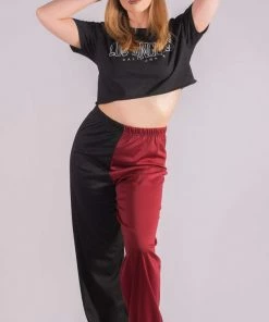Bubu Loungewear High Waisted Two Tone Joggers Wine