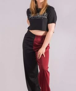 Bubu Loungewear High Waisted Two Tone Joggers Wine