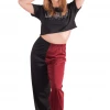 Bubu Loungewear High Waisted Two Tone Joggers Wine