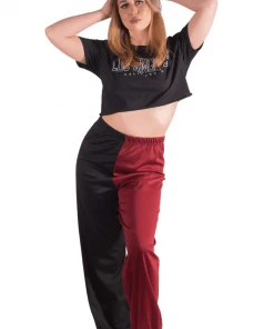 Bubu Loungewear High Waisted Two Tone Joggers Wine