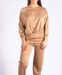 Bubu Off Shoulder Top & Jogger Set Camel