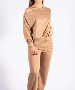 Bubu Off Shoulder Top & Jogger Set Camel