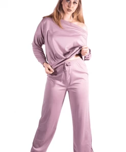 Bubu Off Shoulder Top & Jogger Set Mauve