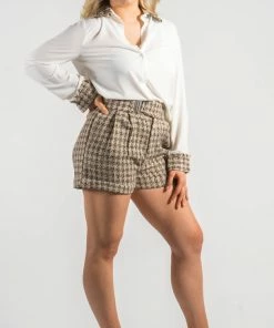 Bubu Dresses Beige Checked Short & Shirt Co-Ord