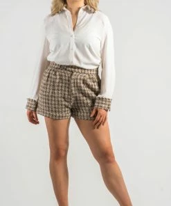 Bubu Dresses Beige Checked Short & Shirt Co-Ord