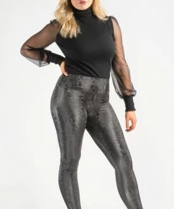Bubu Snake Print PU Leggings Trousers & Leggings