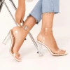 Bubu Shoes Nude Strappy Perspex Block Heel
