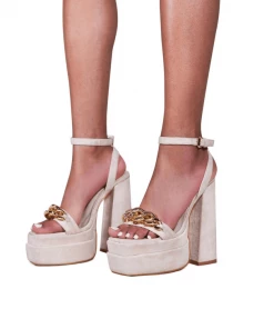 Bubu Cream Suede Chain Detail Platform