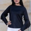 Bubu Long Frill Sleeve Boxy Top