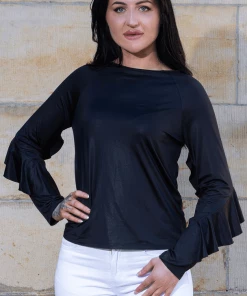 Bubu Long Frill Sleeve Boxy Top