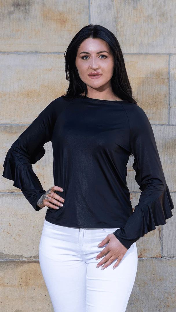 Bubu Long Frill Sleeve Boxy Top 3 Bubu Long Frill Sleeve Boxy Top