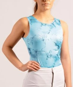 Bubu Tops Blue Tie Dye Slinky Bodysuit