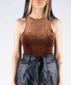 Bubu Brown Velvet Bodysuit
