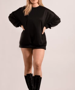 Bubu Tops Buffalo Oversized Sweatshirt Black