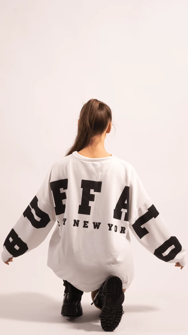 Bubu Buffalo Oversized Sweatshirt White Tops 5 Bubu Buffalo Oversized Sweatshirt White Tops