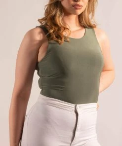 Bubu Tops Green Slinky Bodysuit