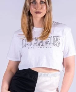 Bubu Tops LA Cropped T-Shirt White