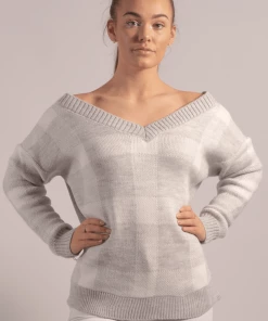 Bubu Grey Check V Neck Jumper Knitwear