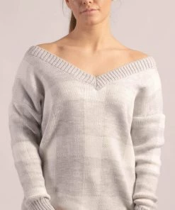 Bubu Grey Check V Neck Jumper Knitwear