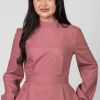 Bubu Tops Pink High Neck Blouse