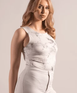 Bubu White Tie Die Slinky Bodysuit Tops