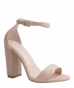 Bubu Beige Suede Strappy Block Heel