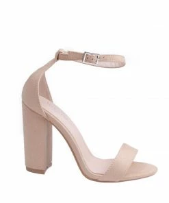 Bubu Beige Suede Strappy Block Heel