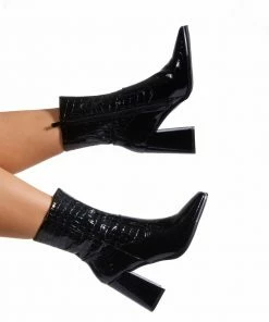 Bubu Shoes Black Patent Printed Boots