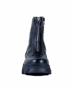 Bubu Black PU Stretch Zipper Boot Shoes